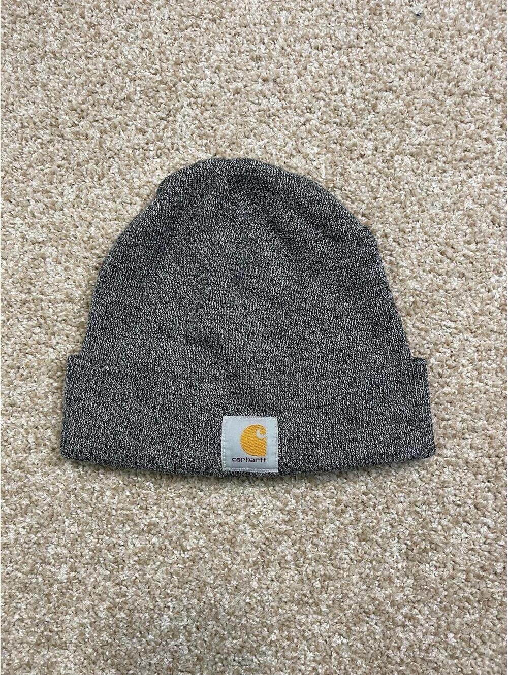 Vtg Carhartt Black and Gray Knit Beanie